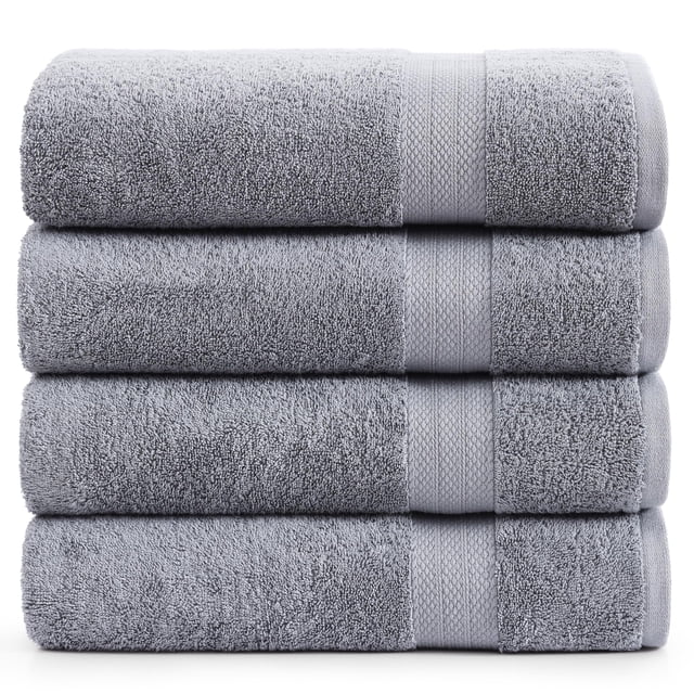 Juego de toallas de baño LANE LINEN, 100% algodón, 35 x 66 cm, color gris (4 piezas)