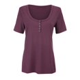 thumbnail image 3 of Gibobby Blusas Holgada Camisas con botones Camiseta ajustada para mujer Sexy Slim Cut Tops Low Tight Tee Camisetas para mujer（Morado， L), 3 of 4