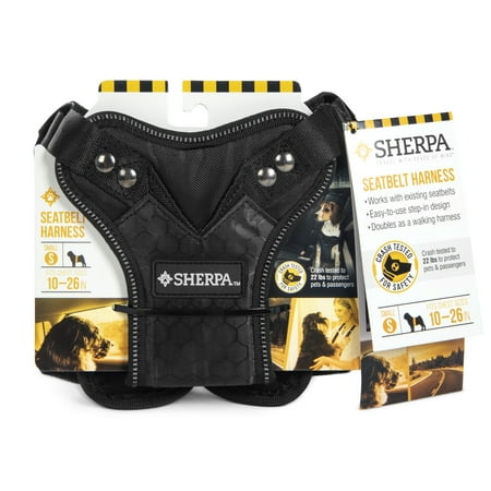 Sherpa Crash Tested Seat belt Safety Harness, Black, (Best Crash Tested Dog Car Harness)