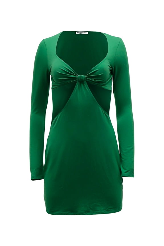 Pre-Owned Reformation Hale Cutout Mini Dress in Green Lyocell