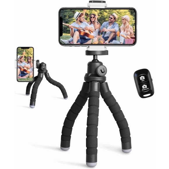Hongchun Phone Tripod, Portable and Flexible Tripod with Wireless Remote and Clip, Cell Phone Tripod Stand for Video Recording