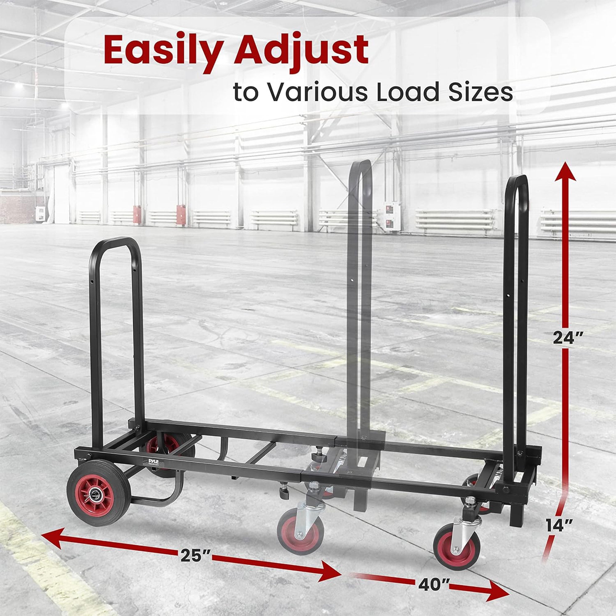 Pyle Compact Adjustable Folding Hand Truck Dolly Platform Multi Cart, Black
