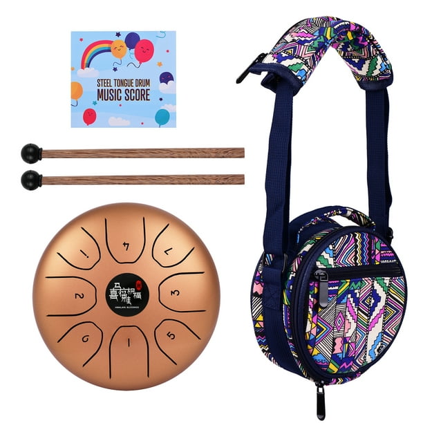 Steel Panda Drum Tank Drum Standard 11 Key 11 Notes 10 Inch Percussion  Instrument with Drum Mallets and Carry Bag (10 inch, Blue)