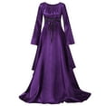 thumbnail image 4 of AOMPMSDX Maxi Dress for Women Vintage Retro Gothic Gown Dress Long Sleeve Lace Up Party Prom Dress, 4 of 6
