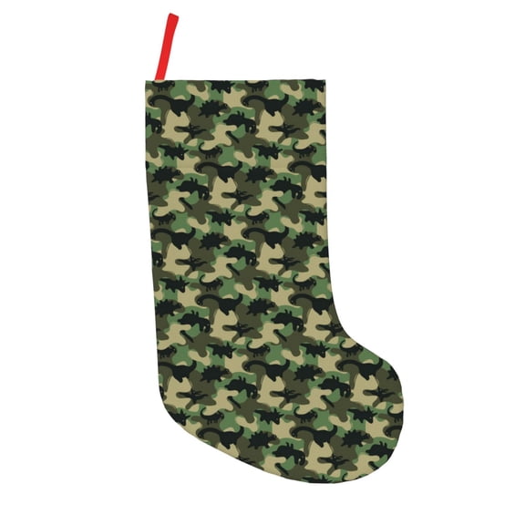 Vsdgher Camouflage Dinosaur Christmas Stockings 18 inch Large Kids Stocking Bags Hanging Socks for Christmas Decor Decorations