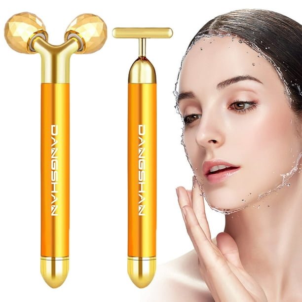 Masajeador facial eléctrico DANGSHAN Masajeador facial dorado de 24 quilates