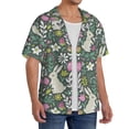 thumbnail image 2 of Balery Retro Bunny Floral Camisa Casual de Manga Corta con Botones para Hombre, Texturizada, Estilo Cubano, para Playa, Verano-X-Large, 2 of 5