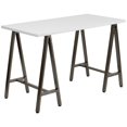 thumbnail image 1 of Bureau d'ordinateur blanc avec cadre en métal brun, 1 of 2