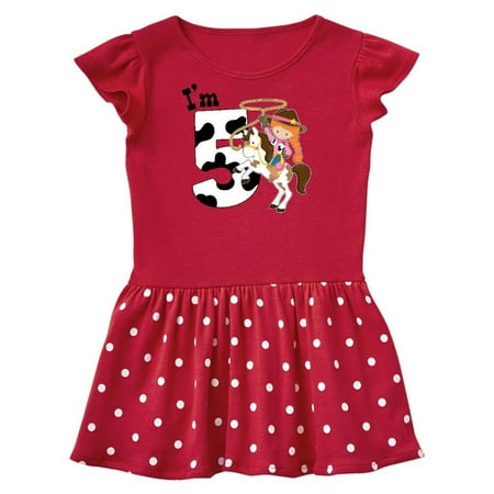 

Inktastic I m Five-cowgirl Riding Horse Birthday Gift Toddler Girl Dress