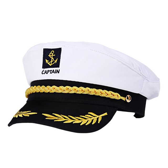 Sombrero estilo almirante de la Marina Oahisha - Gorra de marinero, sombrero de capitán de yate, divertido sombrero de fiesta para disfraz de adulto (blanco)