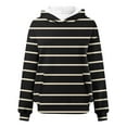 thumbnail image 3 of AGWOLF Women's Striped Sweatshirts Oversized Colorblock Hoodie Casual Long Sleeve Hooded Tops with Pocket, 3 of 4