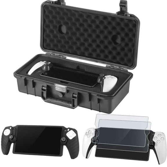 Hard Carrying Case Bundle Compatible with PlayStation Portal, Includes Protective Silicone Case and Screen Protectors for PS Portal Remote Player and Accessories