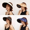 thumbnail image 3 of Holzlrgus Womens Sun Visor Hat Wide Brim UV Sun Protection Roll Up Hairband Summer Ponytail Beach Hats Travel UPF 50+, 3 of 5