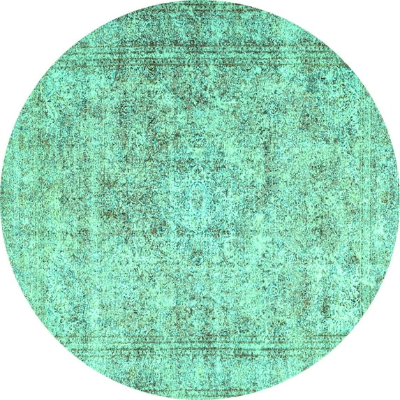 Ahgly Company Indoor Round Persian Turquoise Blue Traditional Area Rugs, 3' Round