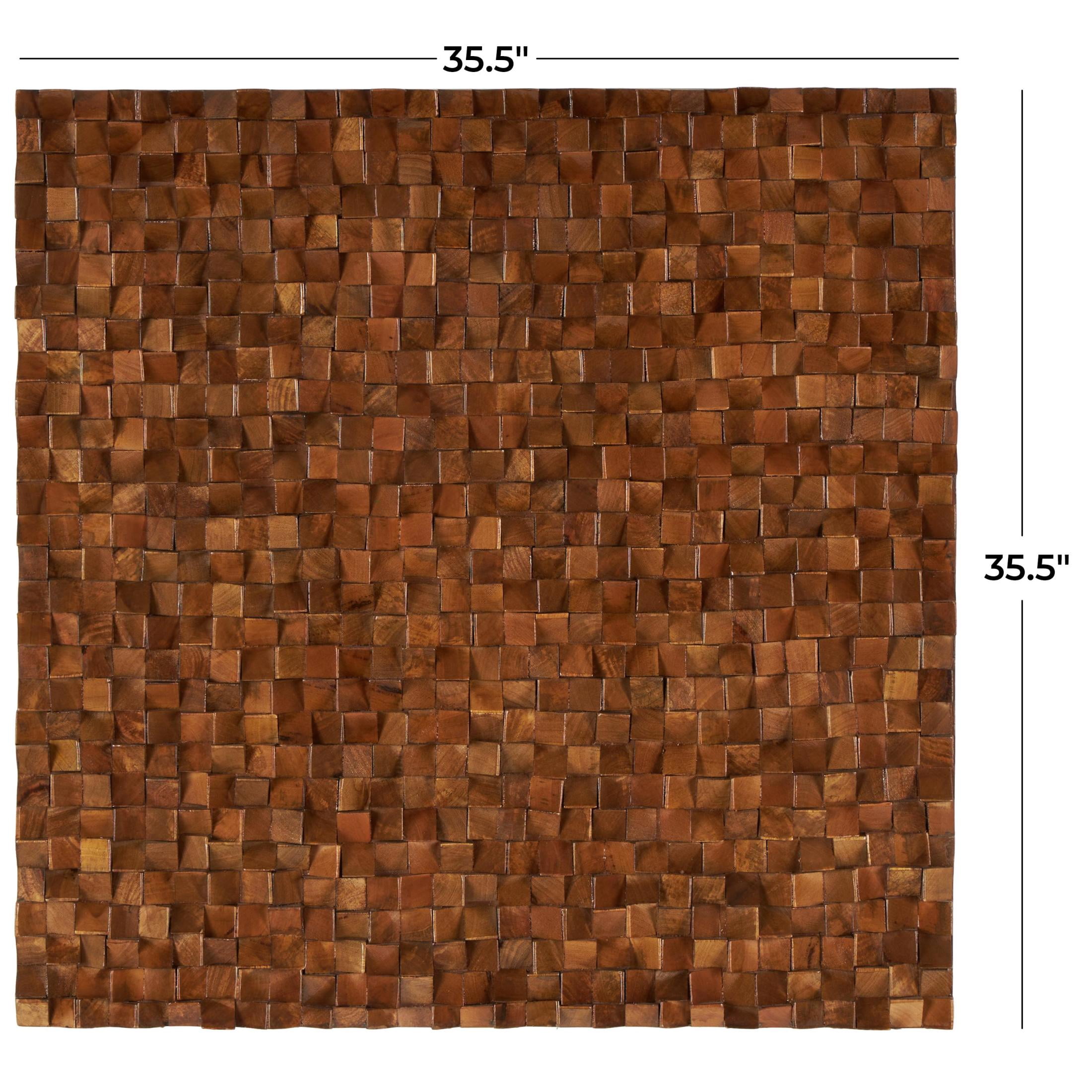 DecMode Brown Mango Wood Handmade 3D Cube Inspired Geometric Wall Decor