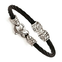 Titanium Cable and 925 Sterling Silver Bead Bracelet Link Bracelet - 8.8 Grams