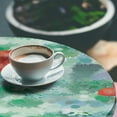 thumbnail image 3 of Ambesonne Tropical Fitted Round Tablecloth, Aquarelle Botany Hibiscus, 36"- 40" Diameter, Dark Coral Shamrock Green, 3 of 5