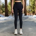 thumbnail image 2 of High Waist Ribbed Leggings with Seamless Fit - Medium, Black, 2 of 6