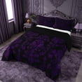 thumbnail image 2 of meiyoeat Vintage Damask Floral Queen Comforter Set,Vintage Gothic Comforter Sets Queen, Purple Black,Black Reversible,3pcs, 2 of 7
