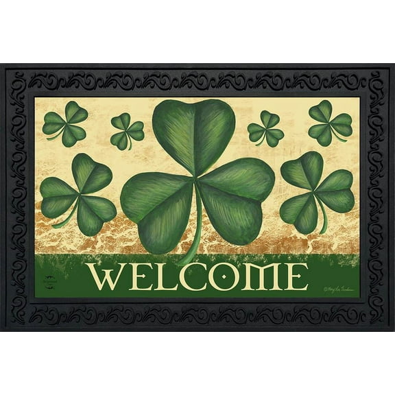 Shamrock Welcome St. Patrick's Day Doormat indoor Outdoor 18" x 30" Briarwood Lane