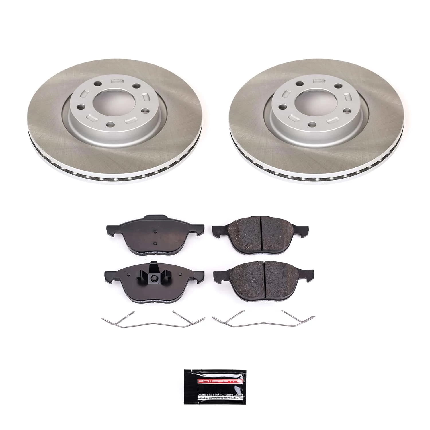 PowerStop Front Semi-Coated Rotor and Low-Dust Ceramic Brake Pad Kit SC125