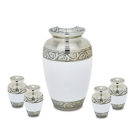 Urnsdirect2u Grecian White Adult Cremation Urn with 4 Tokens, 232 cubic inches