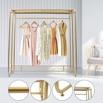 Golden Clothes Retail Metal Garment Rack Double Rod Hanging Rack Organizer For Home Use And Commercial Purposes