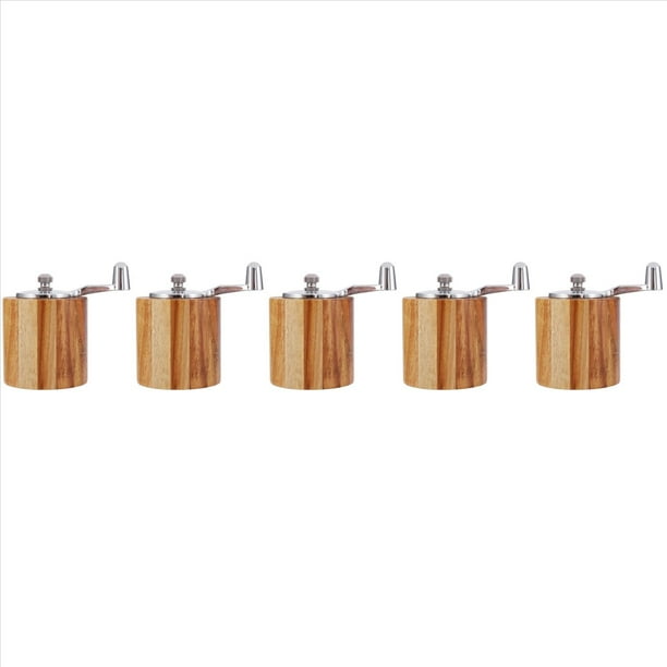 5X Molinillo de Pimienta, Molinillo de Pimienta de Madera Con Manivela Manual Con Manejar Clásico Y Rotor de Cerámica Ajustable