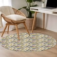 thumbnail image 4 of Round Rug 3.3Ft Washable Non-Slip, Vintage Flowers Circle Area Rugs for Living Room Bedroom, Spring Yellow Floral Country Leaves Blue Birds Indoor Floor Mats Carpet Runner for Home Decor Aesthetic, 4 of 8