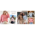 thumbnail image 4 of Womens Striped Knit Sweater Long Sleeve Half Button Pullover Top Oversized Casual Fall Knitwear, 4 of 7