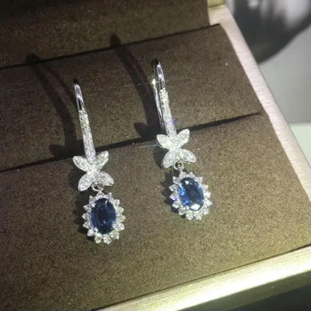 Women Premium 925 Silver Blue Cubic Zirconia Drop Earrings Wedding Jewelry Gifts A Pair-#4[j127]