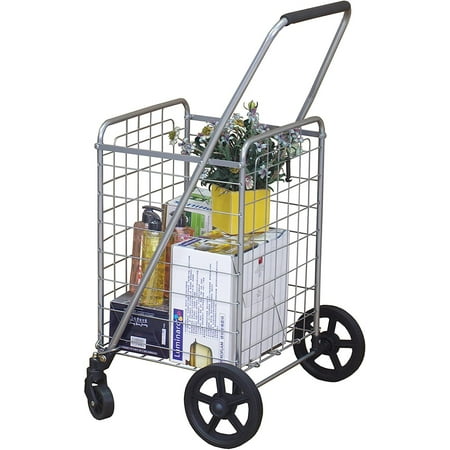 Wellmax WM99024S Grocery Utility Shopping Cart, Easily Collapsible and Portable to Save Space and Heavy Duty, Light Weight Trolley with Rolling Swivel Wheels