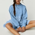 thumbnail image 5 of Elainilye Fashion Womens Casual Dresses Oversized Sweatshirt Dress Long Sleeve Crewneck Pullover Tops Sweatshirts Mini Dress,Blue, 5 of 9