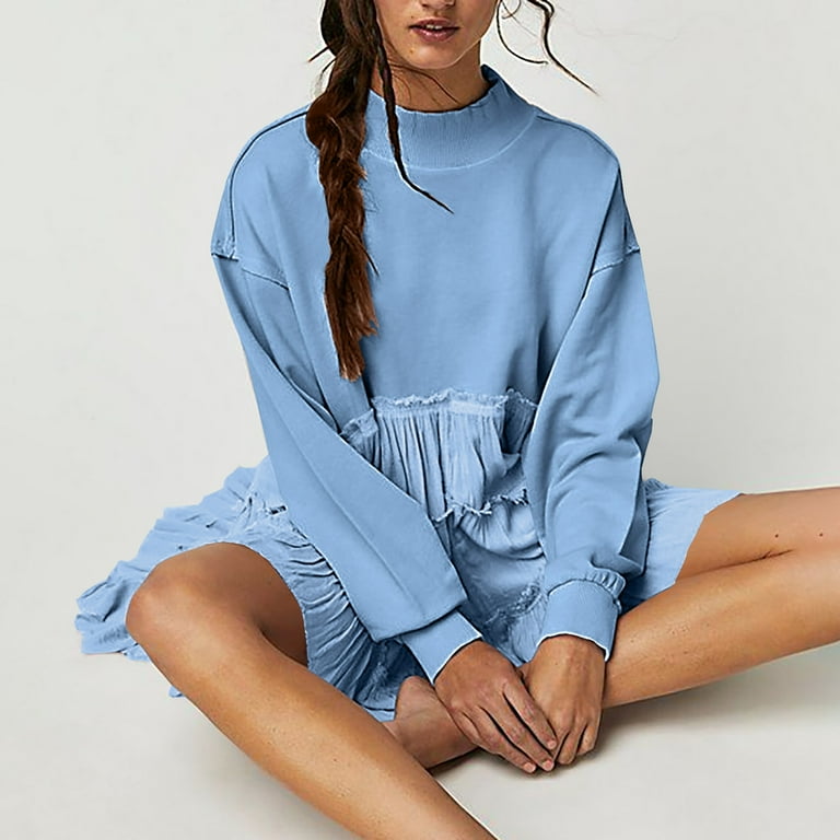 Casual Solid Patchwork O Neck A Line Dresses(5 Colors) Casual Solid Patchwork O Neck A Line Dresses(5 Colors)