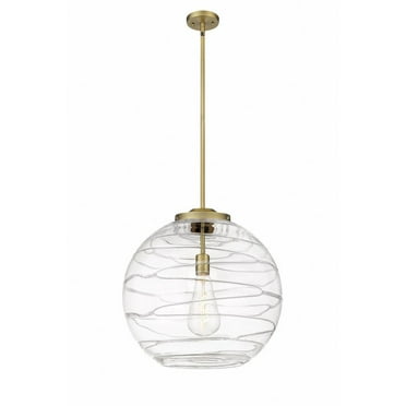 221-1S-BB-G1213-18-Innovations Lighting-Athens Deco Swirl - 1 Light Pendant In Industrial Style-19.5 Inches Tall and 17.88 Inches Wide-Brushed Brass