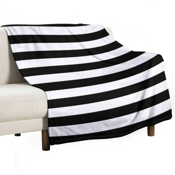 Black And White Stripe Throws Blankets for Sofa Bed Winter Plush Warm Blanket Holiday Gifts