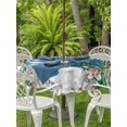 thumbnail image 2 of Outdoor Tablecloth with Umbrella Hole and Zipper, Blue Christmas Round Table Cloth 54 Inch Waterproof Tablecloth, Xmas Snowman Pine Trees Elk Snowflake Picnic Table Cover for Patio Camping, 2 of 7