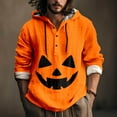 thumbnail image 2 of Chemise Décontractée Imprimée Halloween pour Hommes Col Rond Boutonnée Design Taches de Sang Manches Longues Grande Taille Haut Confortable Élégant, 2 of 5