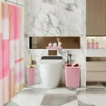 thumbnail image 2 of Pink and Gold Bathroom Accessories Set, Bathroom Sets with Shower Curtain, Pink Bathroom Accessories with Trash Can, Soap Dispenser, Soap Dish, Toilet Brush Holder, Qtip Holders for Bathroom, 2 of 5