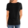 thumbnail image 4 of Camiseta Mujer Camiseta De Algodón Con Cuello En V Camiseta De Manga Corta De Color Sólido, Negro, L Scienceny AP001699-02, 4 of 7