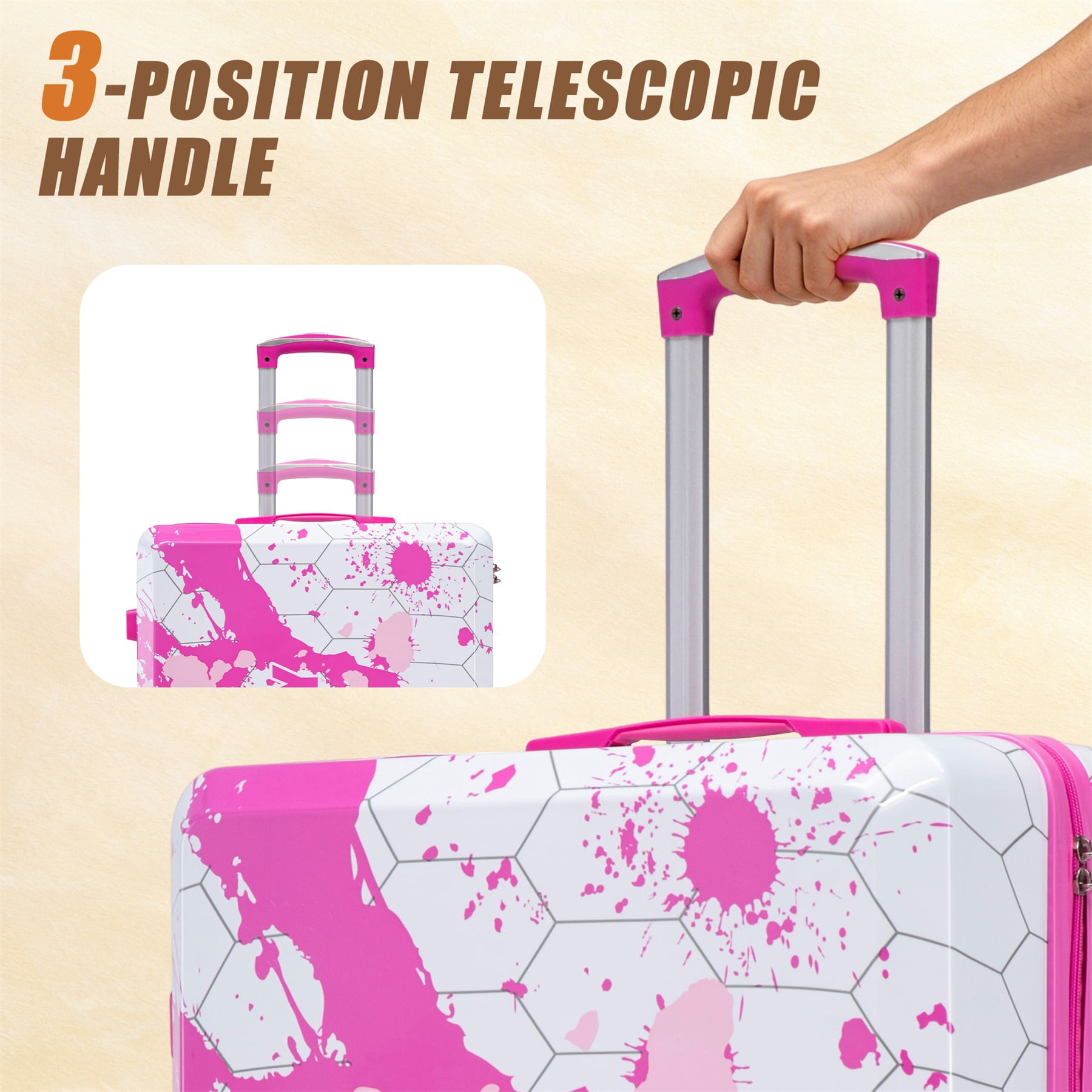 Alvantor 28" Luggage Hardside Suitcase With Spinner Wheels,Lightweight Luggage with TSA Lock Pink