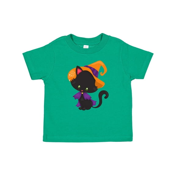Inktastic Black Cat, Cat Wearing Witch Hat, Halloween Boys or Girls Baby T-Shirt