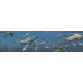 thumbnail image 2 of Requins Baleines Sous-Marine Nature Egean Bleu Papier Peint Frontière Retro Design, Rouleau 15' x 6", 2 of 3