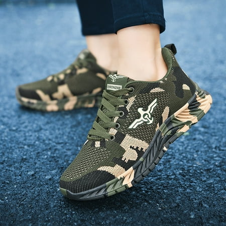 

Casual Camo Graphic Couple Trail Running Shoes Breathable Lace Up Knitted Anti-slip Sports Sneakers Women s Footwear