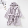 thumbnail image 5 of NOLDARES Girls Boys Fleece Hooded Robes Kids Warm Bath Robe for Girls Soft Fuzzy Bathrobe,Grey,6-7 Y, 5 of 7