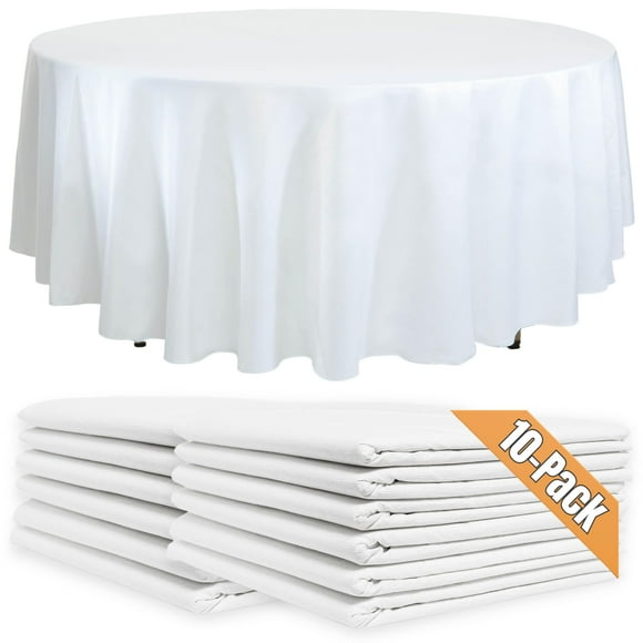 Cozy Luxe Home Lot de 10 Nappes Rondes en Papier Blanches de 82 Po Jetables / Housse de Nappe avec Endos en Plastique / Housse de Table Ronde Élégante et Facile à Nettoyer pour Tout Événement