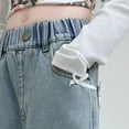 thumbnail image 7 of GiLiling Girls Aesthetic Baggy Cargo Jeans High Waist Wide Leg Loose Fit Denim Pants Elastic Waist Y2K Vintage (Blue, ) (Blue, 9-10 Years), 7 of 7