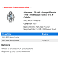 thumbnail image 2 of Alternator - 70 AMP - Compatible with 1998 - 2004 Nissan Frontier 2.4L 4-Cylinder 1999 2000 2001 2002 2003, 2 of 2