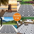 thumbnail image 5 of EastVita 8 x 10 ft Plastic Gray White Rectangular Beach Front Porches Patio Picnic RV Camping Garage Flower Moroccan Area Rug, 5 of 8