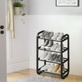 thumbnail image 4 of AuroraX Black Shoe Rack Stainless Steel Metal 4 Tier Small Shoe Rack Organizer Space-Saving Vertical Corner Sturdy Free Standing Minimalist Shoe Storage Organizer for Closet,Entryway,Door, 4 of 6